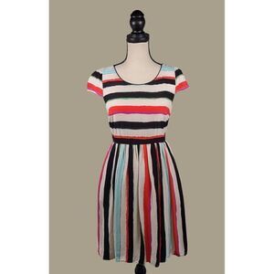 Anthropologie Maeve Peralta Striped Fit and Flare Lined Dress w/ Pockets Size 2